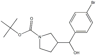 tert-butyl 3-((4-bromophenyl)(hydroxy)methyl)pyrrolidine-1-carboxylate Struktur