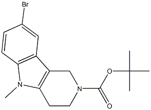 tert-butyl 8-bromo-5-methyl-3,4-dihydro-1H-pyrido[4,3-b]indole-2(5H)-carboxylate Struktur