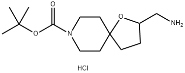 tert-butyl 2-(aminomethyl)-1-oxa-8-azaspiro[4.5]decane-8-carboxylate hydrochloride Struktur