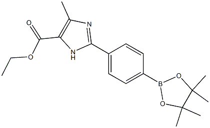 5-Methyl-2-[4-(4,4,5,5-tetramethyl-[1,3,2]dioxaborolan-2-yl)-phenyl]-3H-imidazole-4-carboxylic acid ethyl ester Struktur