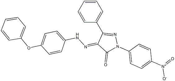 2-(4-nitrophenyl)-4-[(4-phenoxyphenyl)hydrazono]-5-phenyl-2,4-dihydro-3H-pyrazol-3-one Struktur