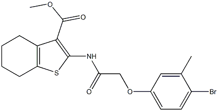 methyl 2-{[(4-bromo-3-methylphenoxy)acetyl]amino}-4,5,6,7-tetrahydro-1-benzothiophene-3-carboxylate Struktur