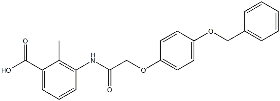 3-(2-(4-(benzyloxy)phenoxy)acetamido)-2-methylbenzoic acid Struktur