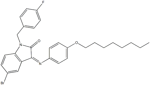 (Z)-5-bromo-1-(4-fluorobenzyl)-3-((4-(octyloxy)phenyl)imino)indolin-2-one Struktur