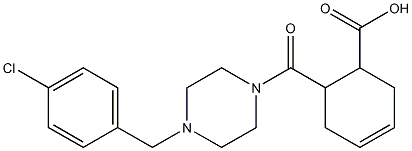 6-(4-(4-chlorobenzyl)piperazine-1-carbonyl)cyclohex-3-enecarboxylic acid Struktur