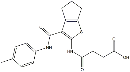 4-oxo-4-((3-(p-tolylcarbamoyl)-5,6-dihydro-4H-cyclopenta[b]thiophen-2-yl)amino)butanoic acid Struktur