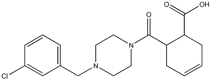 6-(4-(3-chlorobenzyl)piperazine-1-carbonyl)cyclohex-3-enecarboxylic acid Struktur