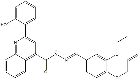 (E)-N'-(4-(allyloxy)-3-ethoxybenzylidene)-2-(2-hydroxyphenyl)quinoline-4-carbohydrazide Struktur