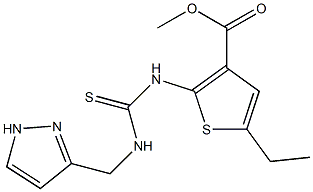 methyl 2-(3-((1H-pyrazol-3-yl)methyl)thioureido)-5-ethylthiophene-3-carboxylate Struktur