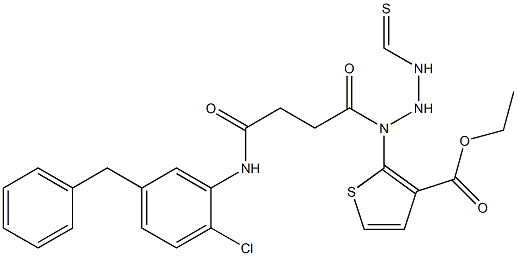 ethyl 5-benzyl-2-(2-(4-((2-chlorophenyl)amino)-4-oxobutanoyl)hydrazinecarbothioamido)thiophene-3-carboxylate Struktur