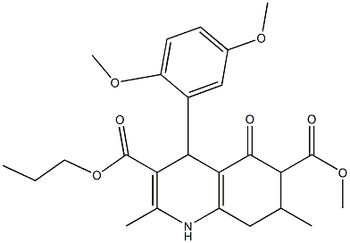 6-methyl 3-propyl 4-(2,5-dimethoxyphenyl)-2,7-dimethyl-5-oxo-1,4,5,6,7,8-hexahydroquinoline-3,6-dicarboxylate Struktur