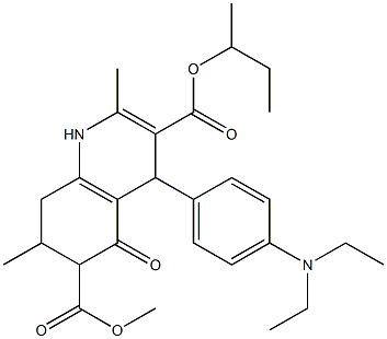 3-sec-butyl 6-methyl 4-(4-(diethylamino)phenyl)-2,7-dimethyl-5-oxo-1,4,5,6,7,8-hexahydroquinoline-3,6-dicarboxylate Struktur