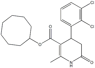 cyclooctyl 4-(2,3-dichlorophenyl)-2-methyl-6-oxo-1,4,5,6-tetrahydropyridine-3-carboxylate Struktur