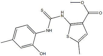 methyl 2-(3-(2-hydroxy-4-methylphenyl)thioureido)-5-methylthiophene-3-carboxylate Struktur