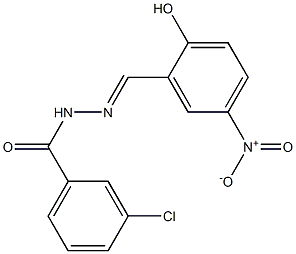 (E)-3-chloro-N'-(2-hydroxy-5-nitrobenzylidene)benzohydrazide Struktur