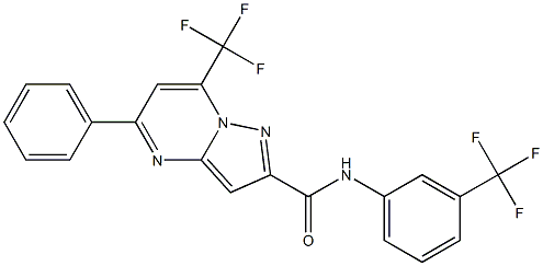 5-PHENYL-7-(TRIFLUOROMETHYL)-N-[3-(TRIFLUOROMETHYL)PHENYL]PYRAZOLO[1,5-A]PYRIMIDINE-2-CARBOXAMIDE Struktur