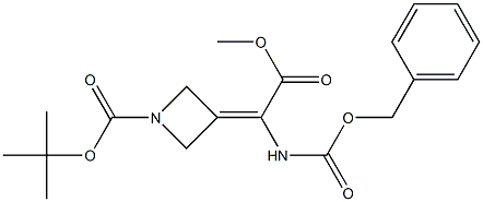 3-(Benzyloxycarbonylamino-methoxycarbonyl-methylene)-azetidine-1-carboxylic acid tert-butyl ester Struktur