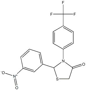 2-(3-nitrophenyl)-3-(4-(trifluoromethyl)phenyl)thiazolidin-4-one Struktur