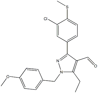 3-(3-chloro-4-(methylthio)phenyl)-5-ethyl-1-(4-methoxybenzyl)-1H-pyrazole-4-carbaldehyde Struktur