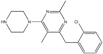 4-(2-chlorobenzyl)-2,5-dimethyl-6-(piperazin-1-yl)pyrimidine Struktur