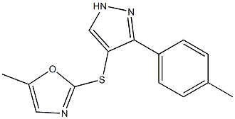 5-methyl-2-(3-p-tolyl-1H-pyrazol-4-ylthio)oxazole Struktur