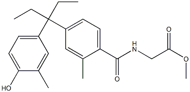 methyl 2-(4-(3-(4-hydroxy-3-methylphenyl)pentan-3-yl)-2-methylbenzamido)acetate Struktur