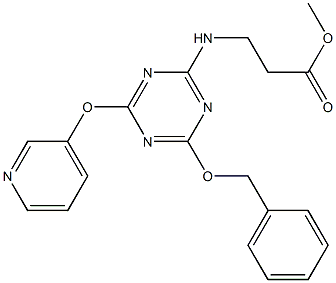 methyl 3-(4-(benzyloxy)-6-(pyridin-3-yloxy)-1,3,5-triazin-2-ylamino)propanoate Struktur