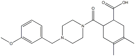 6-(4-(3-methoxybenzyl)piperazine-1-carbonyl)-3,4-dimethylcyclohex-3-enecarboxylic acid Struktur