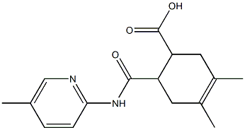 3,4-dimethyl-6-((5-methylpyridin-2-yl)carbamoyl)cyclohex-3-enecarboxylic acid Struktur