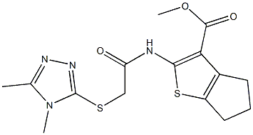 methyl 2-(2-((4,5-dimethyl-4H-1,2,4-triazol-3-yl)thio)acetamido)-5,6-dihydro-4H-cyclopenta[b]thiophene-3-carboxylate Struktur