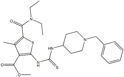 methyl 2-(3-(1-benzylpiperidin-4-yl)thioureido)-5-(diethylcarbamoyl)-4-methylthiophene-3-carboxylate Struktur