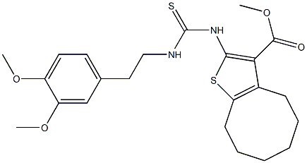 methyl 2-(3-(3,4-dimethoxyphenethyl)thioureido)-4,5,6,7,8,9-hexahydrocycloocta[b]thiophene-3-carboxylate Struktur