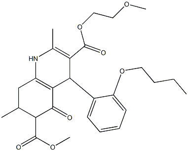 3-(2-methoxyethyl) 6-methyl 4-(2-butoxyphenyl)-2,7-dimethyl-5-oxo-1,4,5,6,7,8-hexahydroquinoline-3,6-dicarboxylate Struktur