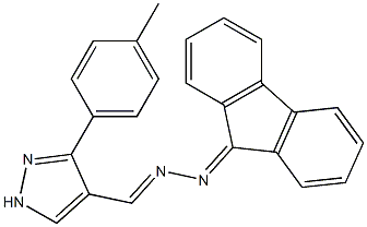 (E)-4-(((9H-fluoren-9-ylidene)hydrazono)methyl)-3-(p-tolyl)-1H-pyrazole Struktur