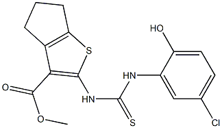 methyl 2-(3-(5-chloro-2-hydroxyphenyl)thioureido)-5,6-dihydro-4H-cyclopenta[b]thiophene-3-carboxylate Struktur