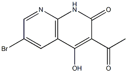 3-acetyl-6-bromo-4-hydroxy-1,8-naphthyridin-2(1H)-one Struktur