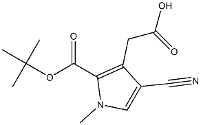 2-(2-(tert-butoxycarbonyl)-4-cyano-1-methyl-1H-pyrrol-3-yl)acetic acid Struktur