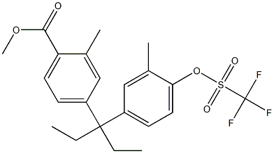 methyl 2-methyl-4-(3-(3-methyl-4-(trifluoromethylsulfonyloxy)phenyl)pentan-3-yl)benzoate Struktur