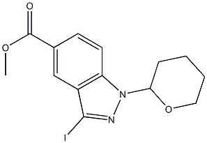 methyl 3-iodo-1-(tetrahydro-2H-pyran-2-yl)-1H-indazole-5-carboxylate Struktur