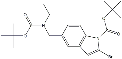 tert-butyl 2-bromo-5-((tert-butoxycarbonyl(ethyl)amino)methyl)-1H-indole-1-carboxylate Struktur