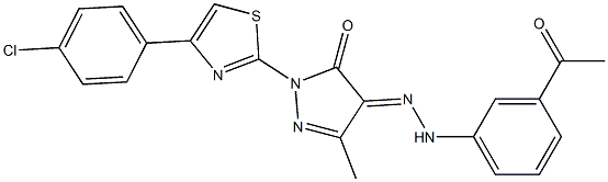 4-[(3-acetylphenyl)hydrazono]-2-[4-(4-chlorophenyl)-1,3-thiazol-2-yl]-5-methyl-2,4-dihydro-3H-pyrazol-3-one Struktur