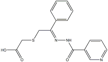 (E)-2-((2-(2-nicotinoylhydrazono)-2-phenylethyl)thio)acetic acid Struktur