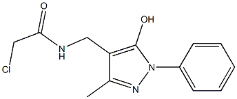 2-chloro-N-((5-hydroxy-3-methyl-1-phenyl-1H-pyrazol-4-yl)methyl)acetamide Struktur