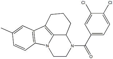 (3,4-dichlorophenyl)(8-methyl-3a,4,5,6-tetrahydro-1H-pyrazino[3,2,1-jk]carbazol-3(2H)-yl)methanone Struktur