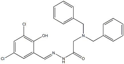 (E)-2-(dibenzylamino)-N'-(3,5-dichloro-2-hydroxybenzylidene)acetohydrazide Struktur