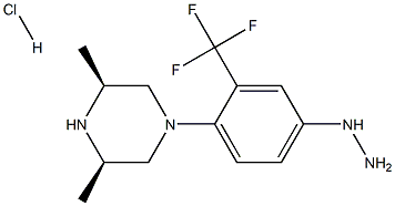 (3R,5S)-1-(4-hydrazinyl-2-(trifluoromethyl)phenyl)-3,5-dimethylpiperazine hydrochloride Struktur