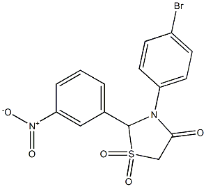 1,1-dioxy-3-(4-bromophenyl)-2-(3-nitrophenyl)thiazolidin-4-one Structure