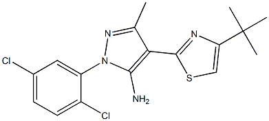 4-(4-tert-butylthiazol-2-yl)-1-(2,5-dichlorophenyl)-3-methyl-1H-pyrazol-5-amine Struktur