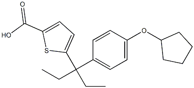 5-(3-(4-(cyclopentyloxy)phenyl)pentan-3-yl)thiophene-2-carboxylic acid Struktur