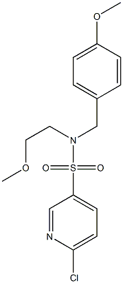 6-chloro-N-(4-methoxybenzyl)-N-(2-methoxyethyl)pyridine-3-sulfonamide Struktur